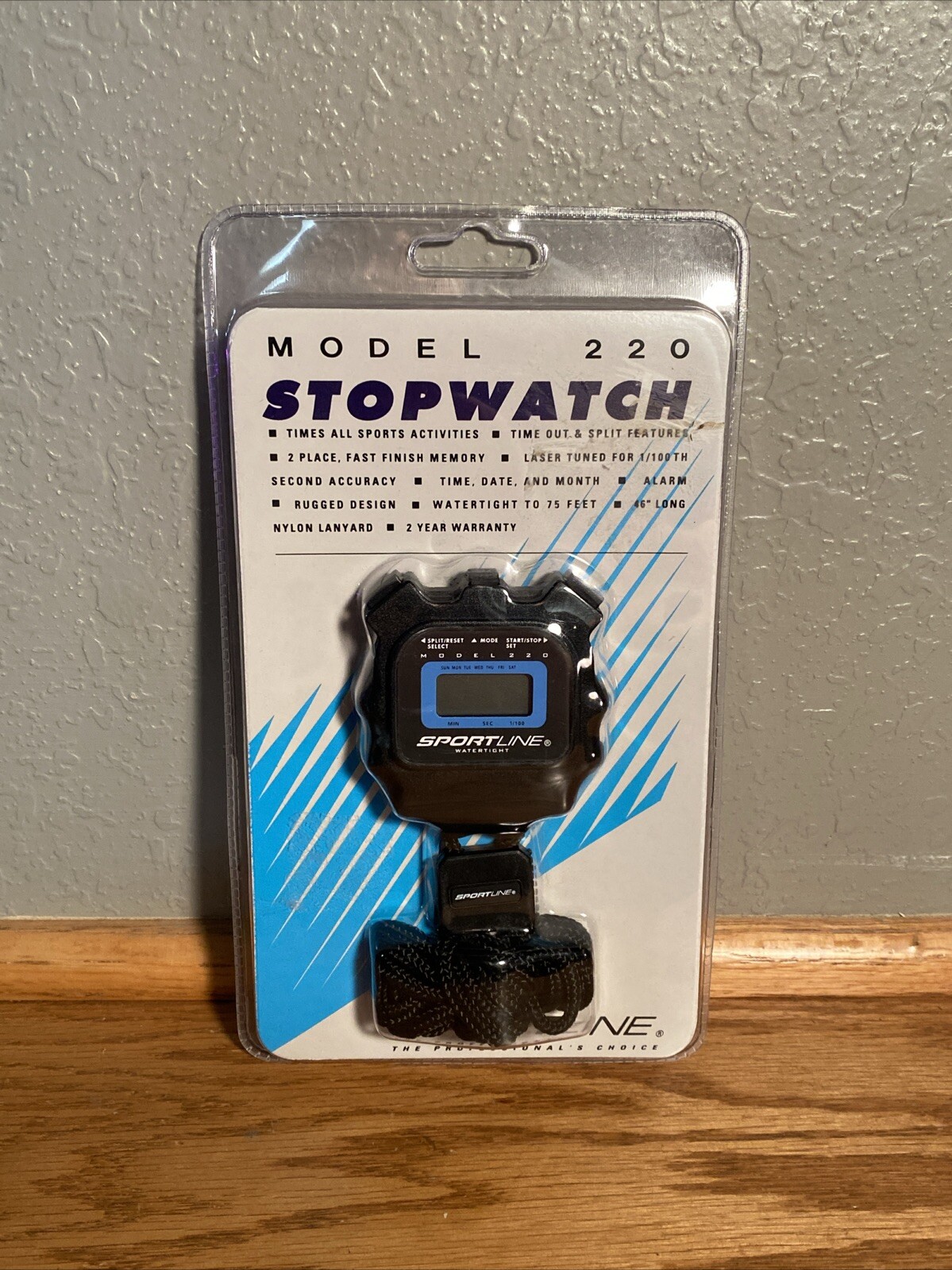 New Sportline Sport Timer Stopwatch Model 220 With Battery 1/100th Sec.