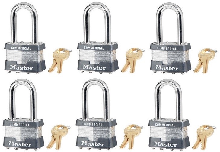 Master Lock 1KALF-2126 1-3/4" Keyed Alike Laminated Padlocks - Pack of 6