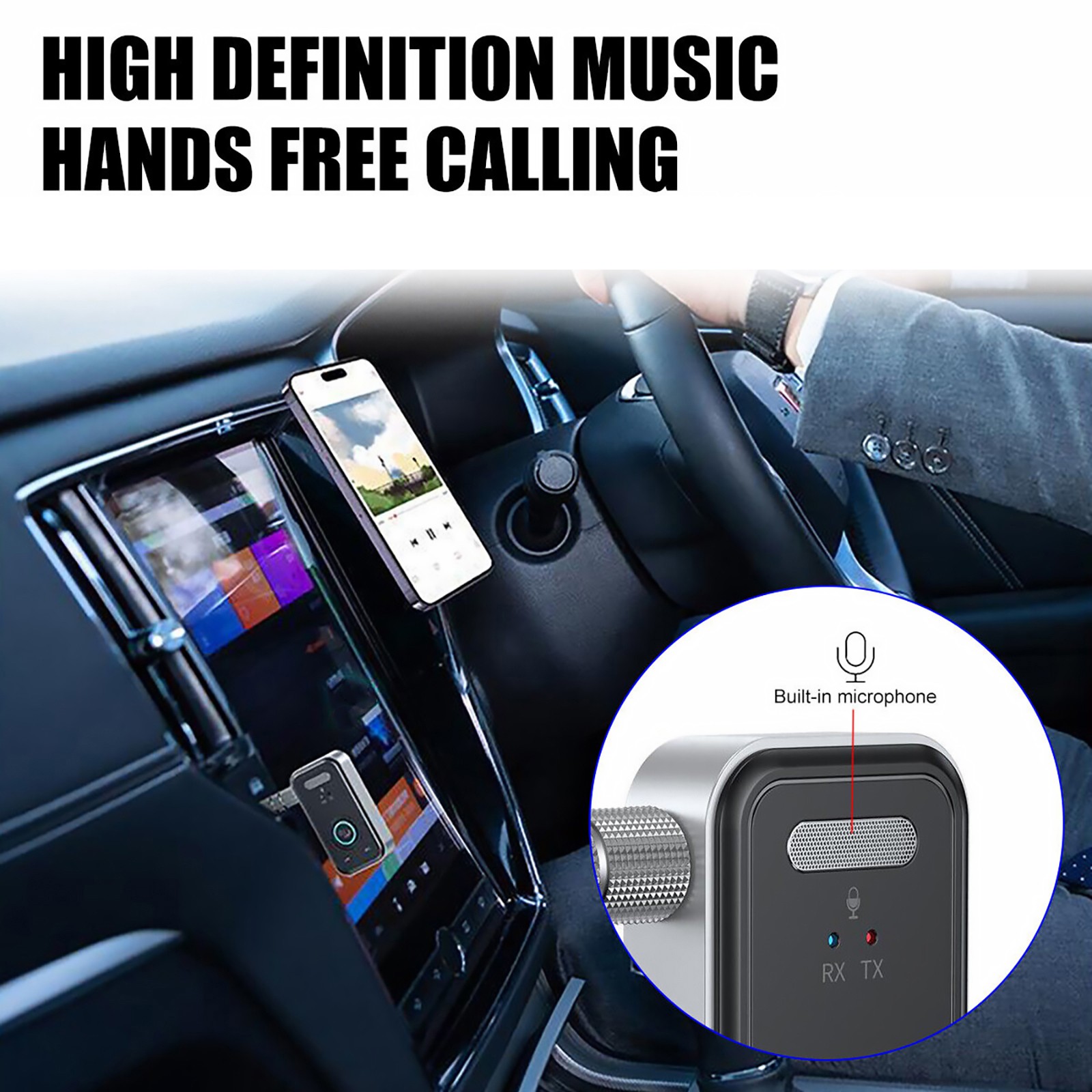 USB Wireless Bluetooth 5.3 Receiver Transmitter 2in1 Car Audio Adapter Handsfree