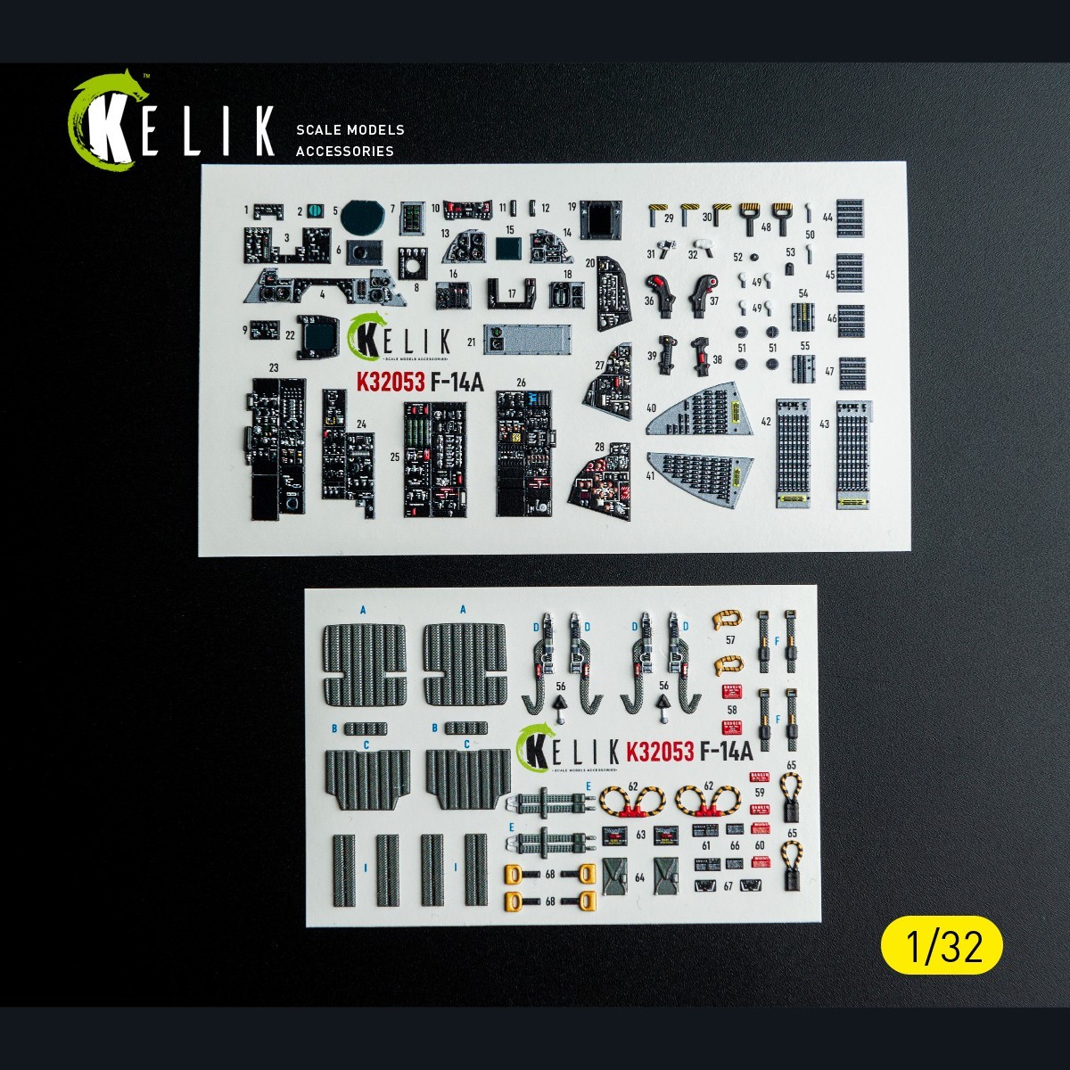 F-14A 3D Interior Decals for Tamiya Kit 1/32 - KeliK K32053