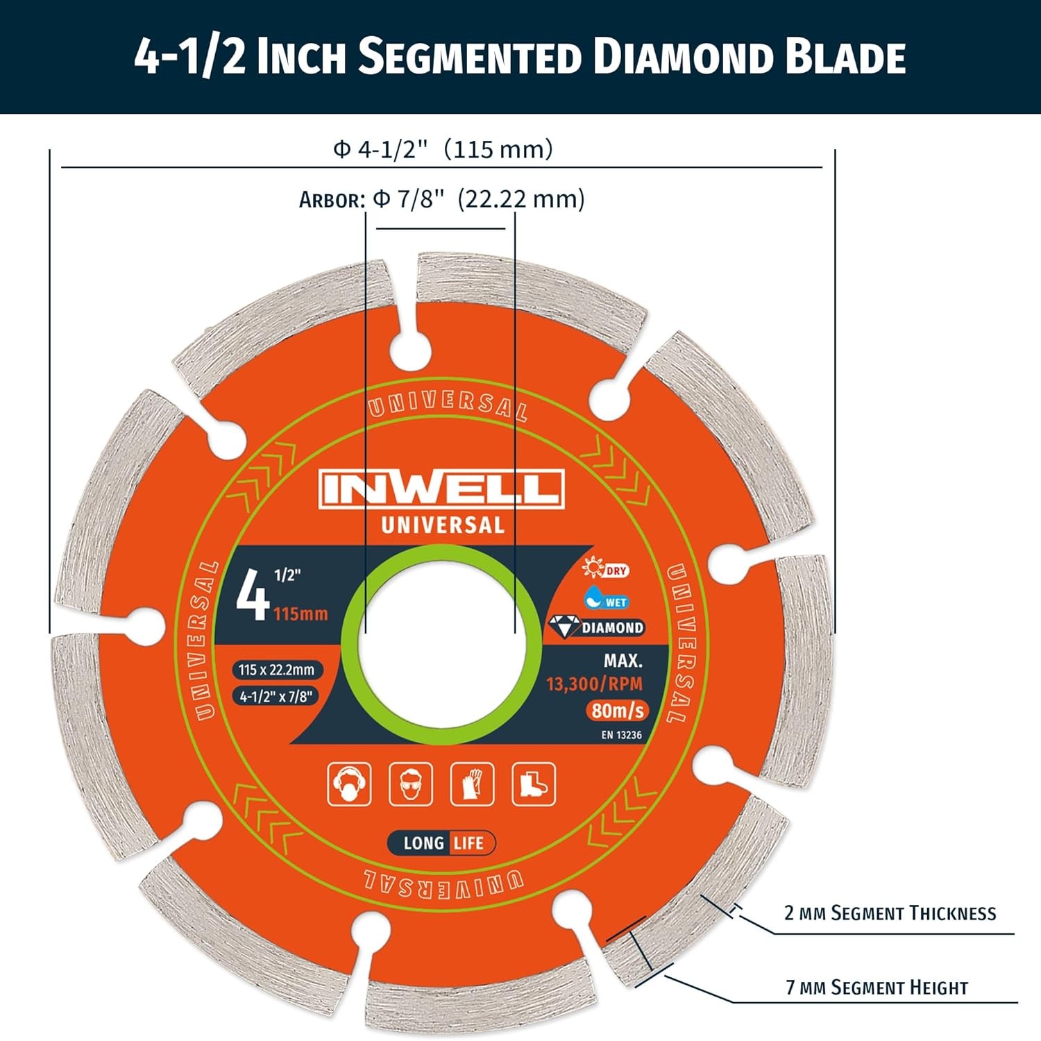 4-1/2 Inch Segmented Diamond Saw Blades 3-Pack, Diamond Cutting Wheel for Angle
