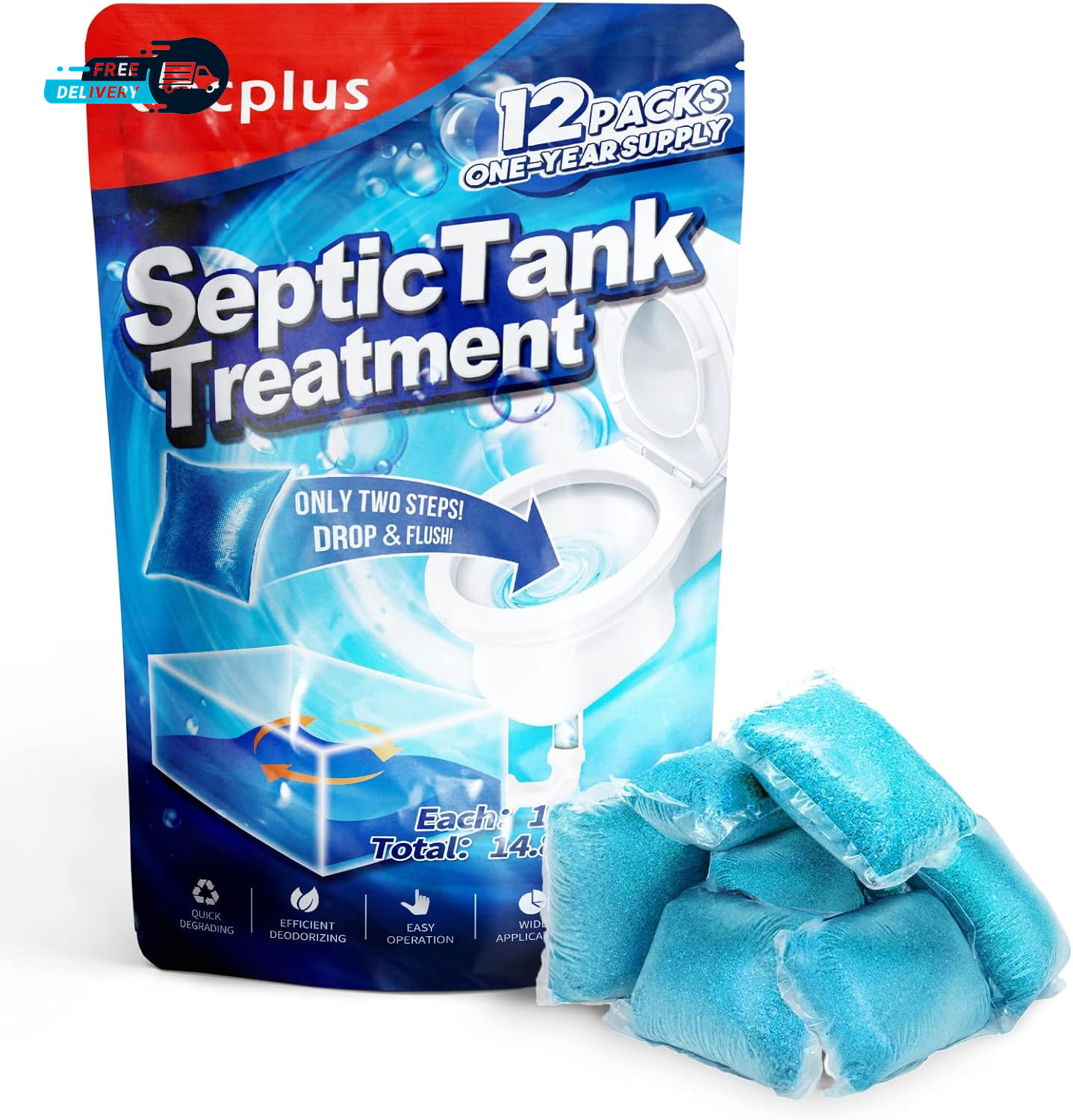 Septic Tank Treatment 12 Pcs for Dissolvable Packs with Easy Operation