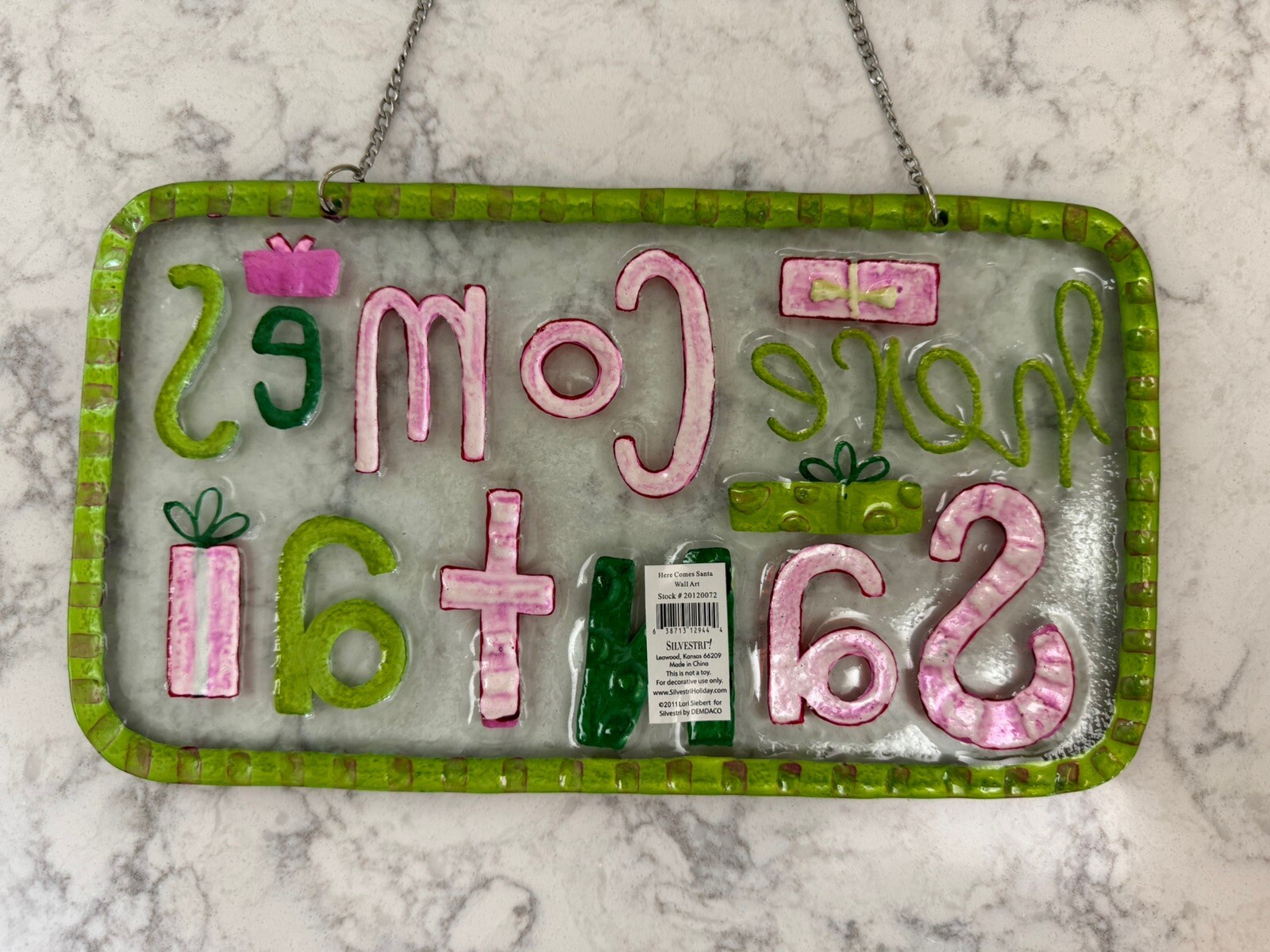 Silverstri Glass Sign “Here Comes Santa” 2011