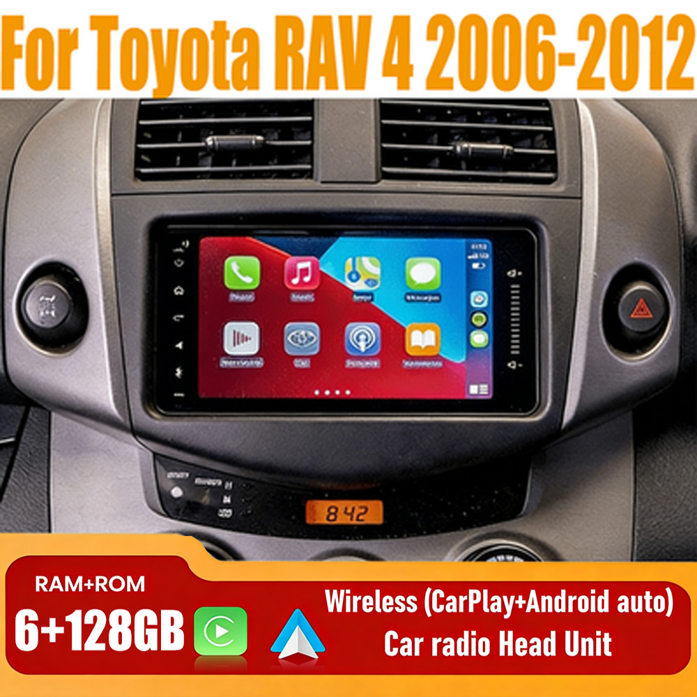 7"Apple Wireless Carplay Android Auto Head Unit Stereo For Toyota RAV4 2006-2012