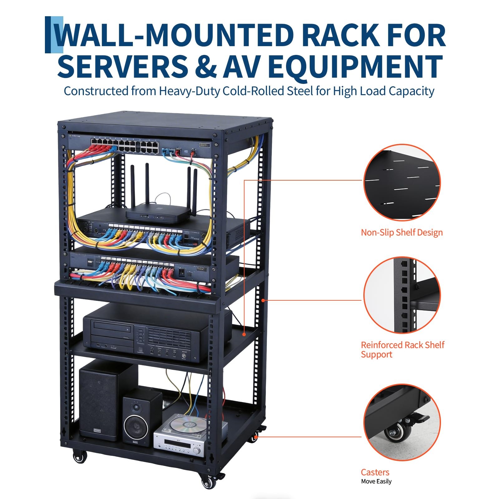 Floor Standing And Wall Mount Dual Purpose 12/15U Open Frame Network Server Rack
