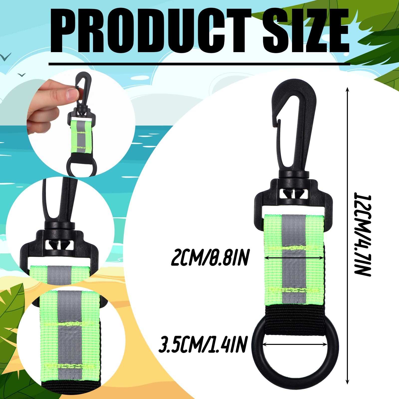 4 Pack Scuba Diving Regulator Octopus Holder Lanyards Reflective Webbing