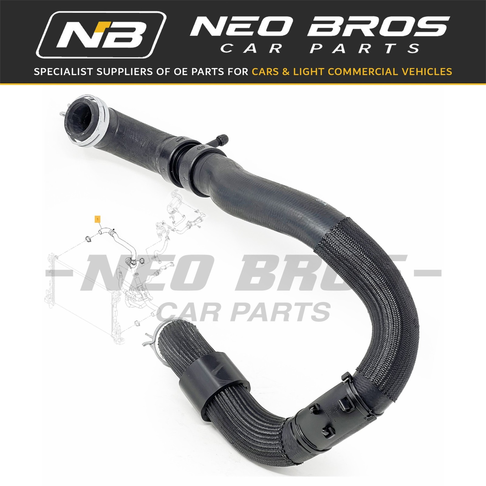 OE Top Radiator Coolant Water Inlet Hose Vauxhall Vivaro 15-19 1.6 CDTi 93459805