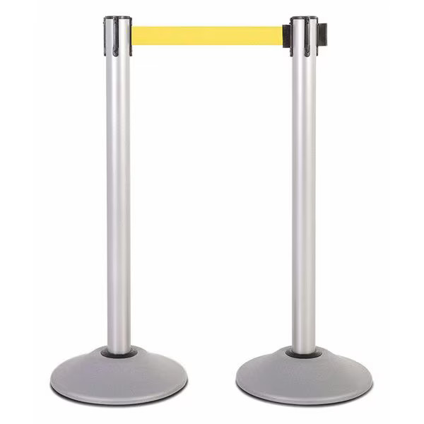 Us Weight Steel Stanchion, Silver, 7.5ft, Yl Belt, PR U2103YEL Us Weight