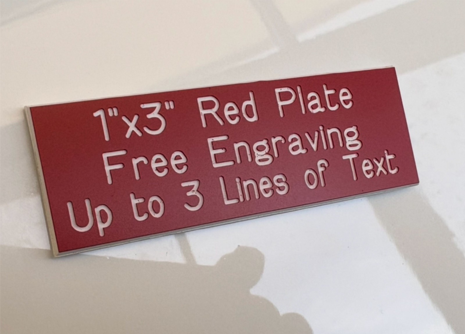 1"x 3" Name Plate Art-Trophies--Taxidermy-Flag case-Free ENGRAVING  RED  plate