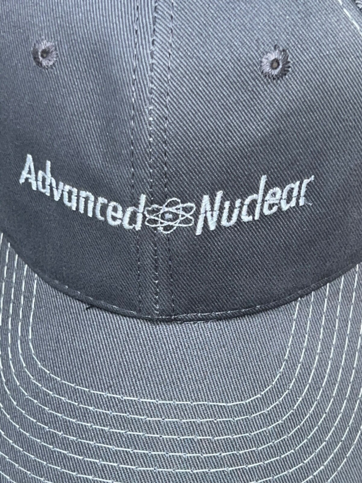Advanced Nuclear Gray Hat Cap with white edge. Hat has topstitching is EUC Adj.