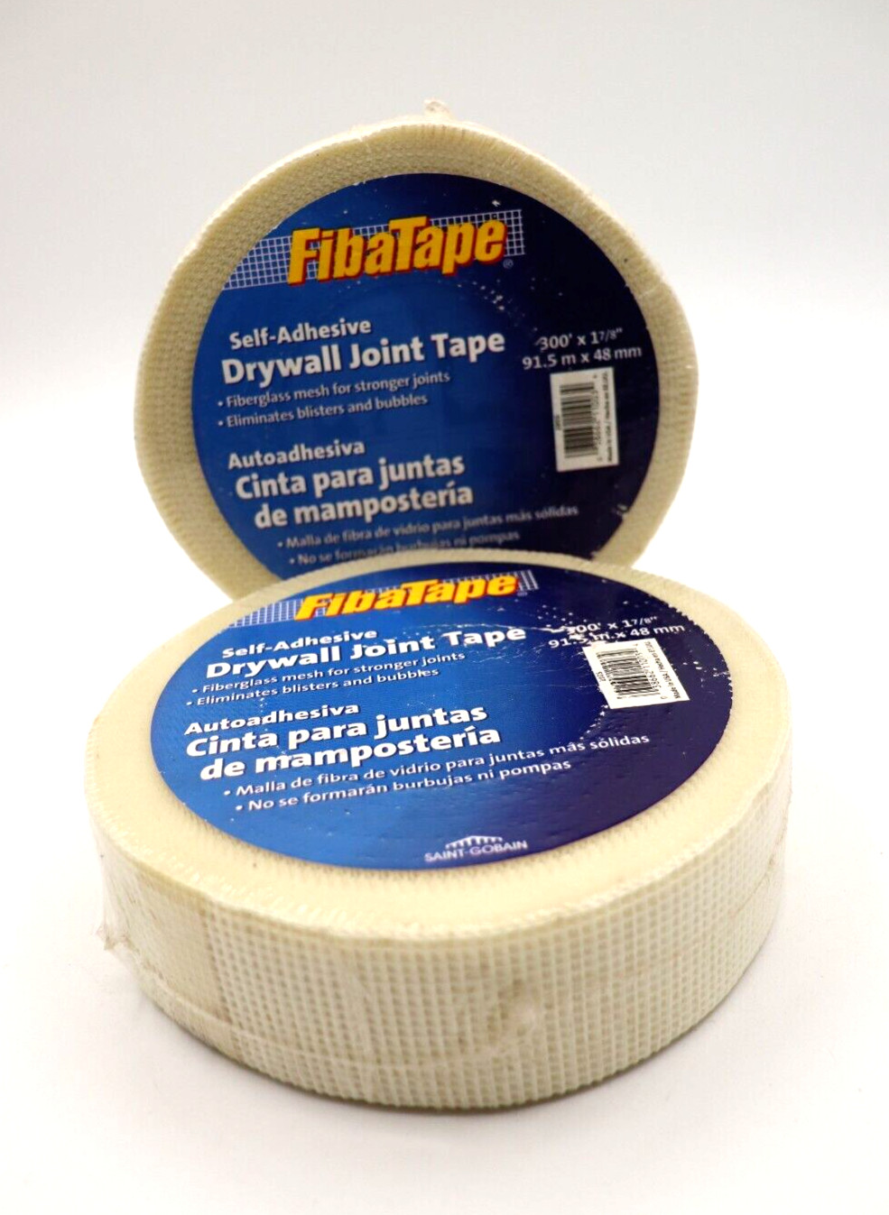 FibaTape Self-Adhesive Drywall Joint Tape, 300 ft x 1 7/8 in, Lot of Five Rolls