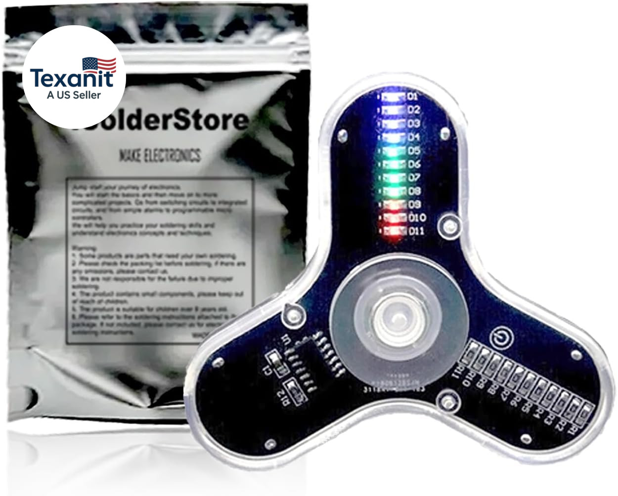 Soldering Practice Kit 3 Leaves LED Rotating Gyroscope DIY Kit Soldering Project