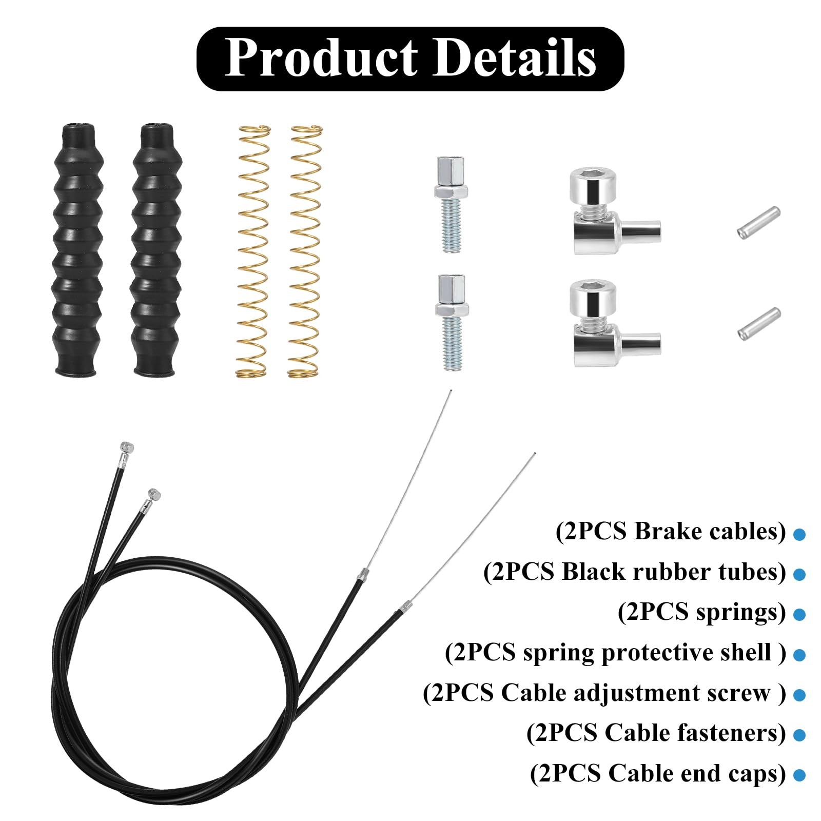 2 Packs Rollator Brake Cable Replacement Parts, 41" Black