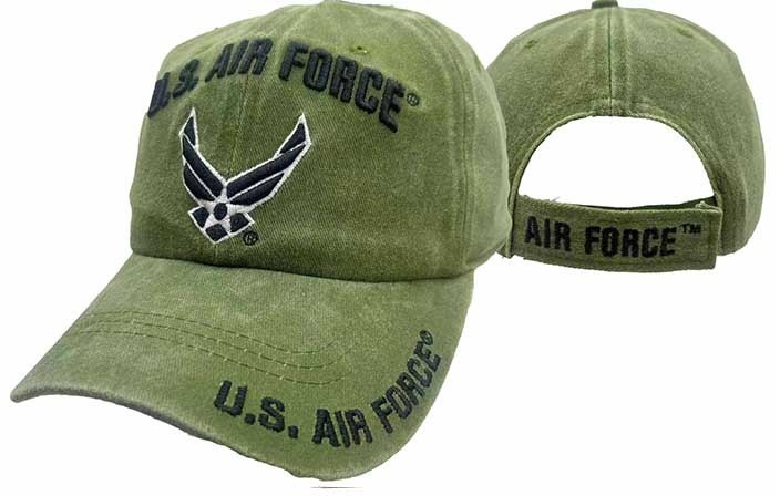 US AIR FORCE (NEW) WINGS SUBDUED Embroidered Military Licensed GREEN Cap HAT