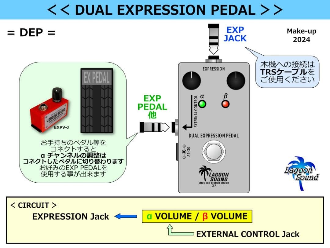 Dual Expression Pedal 2 Presets EXP Switch External Jack