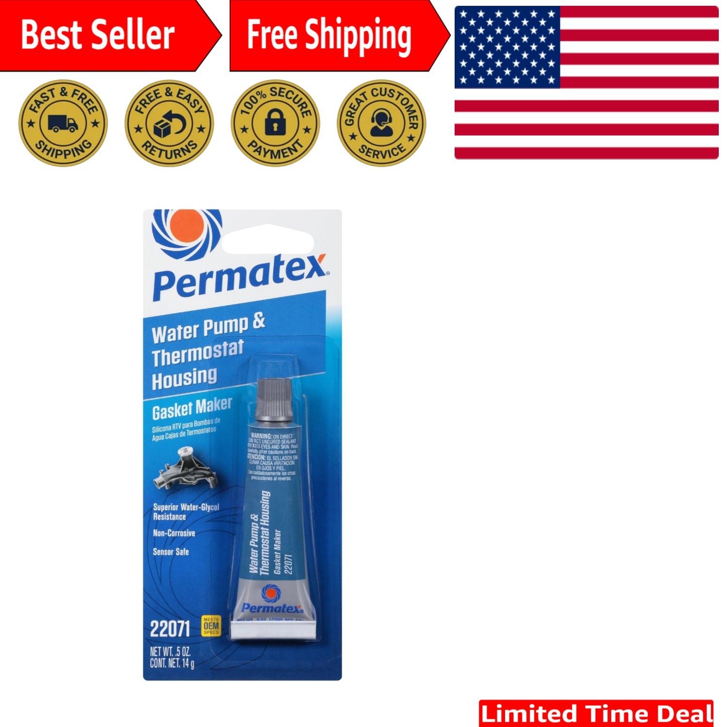 Flexible RTV Silicone Gasket for Water Pumps and Thermostat Housings - 0.5 oz