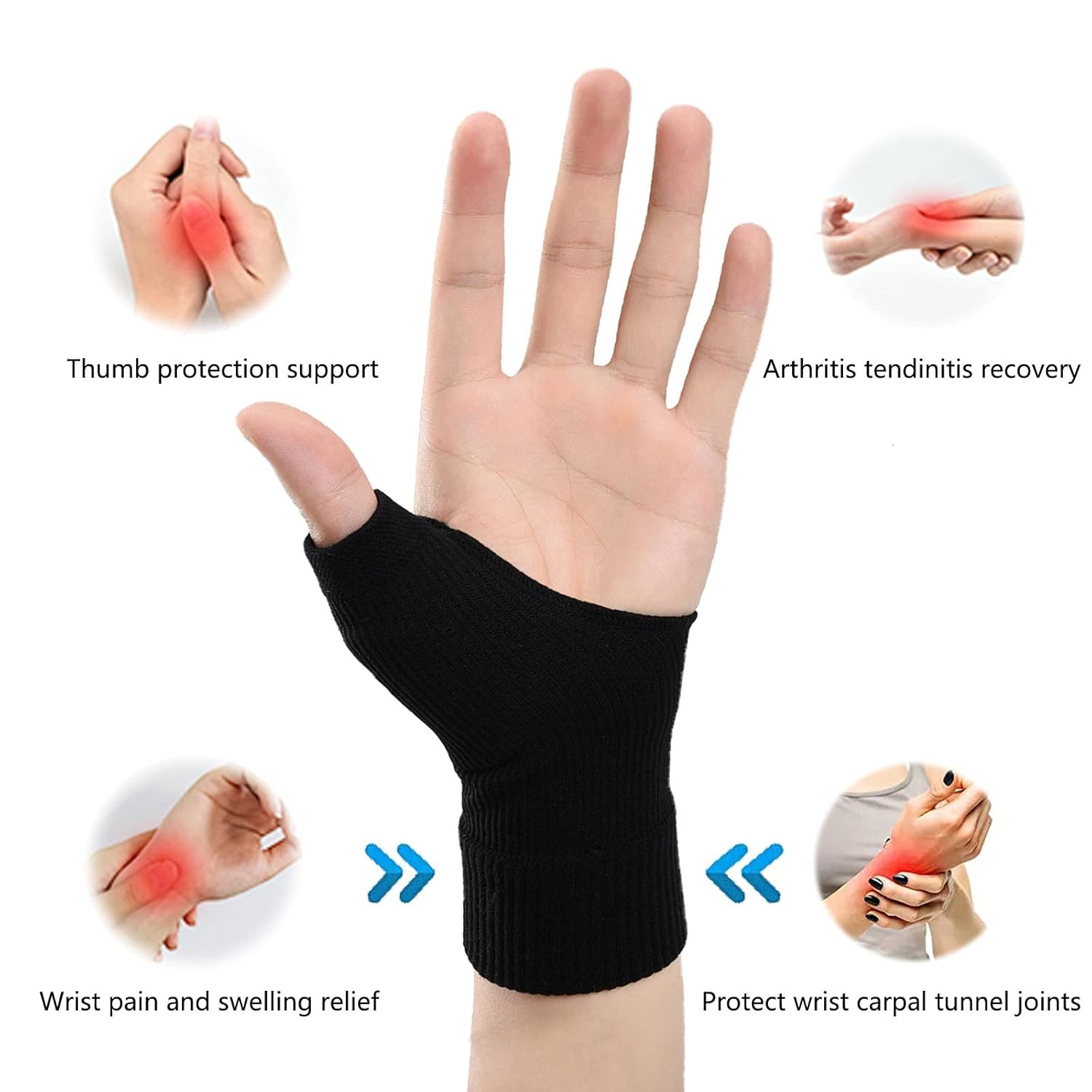 Wrist Thumb Support Compression Gloves (1 Pair), Breathable One Size