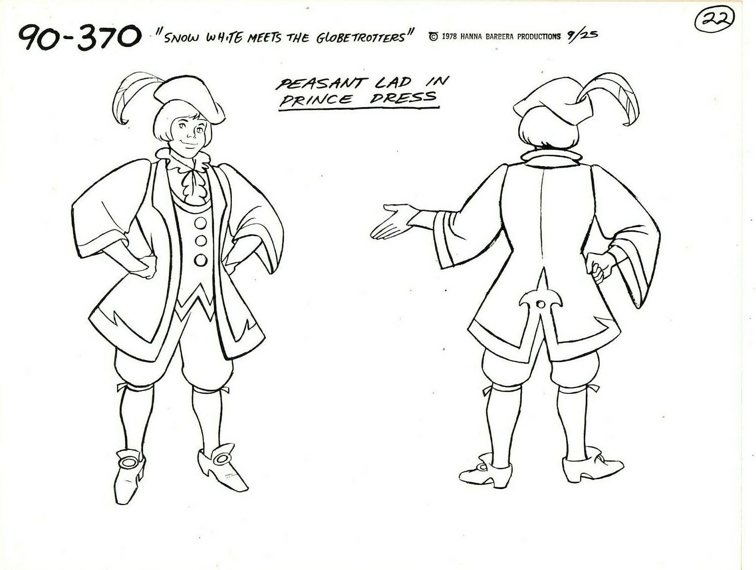 SNOW WHITE MEETS THE GLOBETROTTERS 1978 Production Studio Copy Model Sheet Page