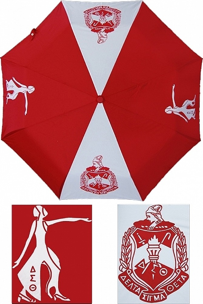 Delta Sigma Theta Vented Auto Open Compact Golf Umbrella [Red/White]