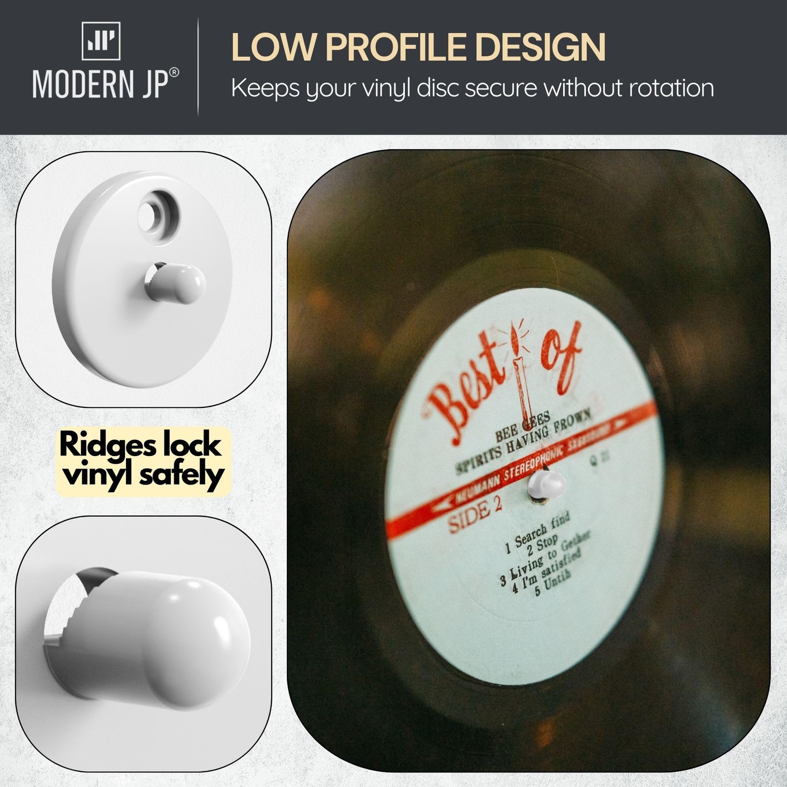 Adhesive Vinyl Wall Mount for Discs (4-Pack) â€“ Strong Hold Record Holder Wa...