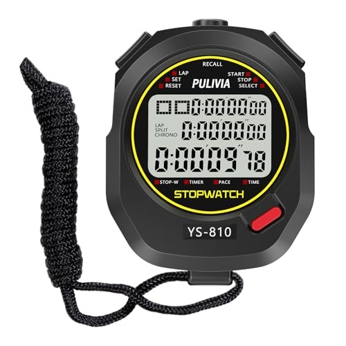 Stopwatch Timer Multi Splits/Laps Digital Stop-Watch for 10 splits/laps Black