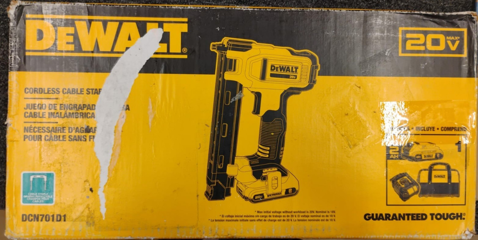 DEWALT DCN701D1 20V Battery Powered Cordless Stapler Kit Yellow/Black - New