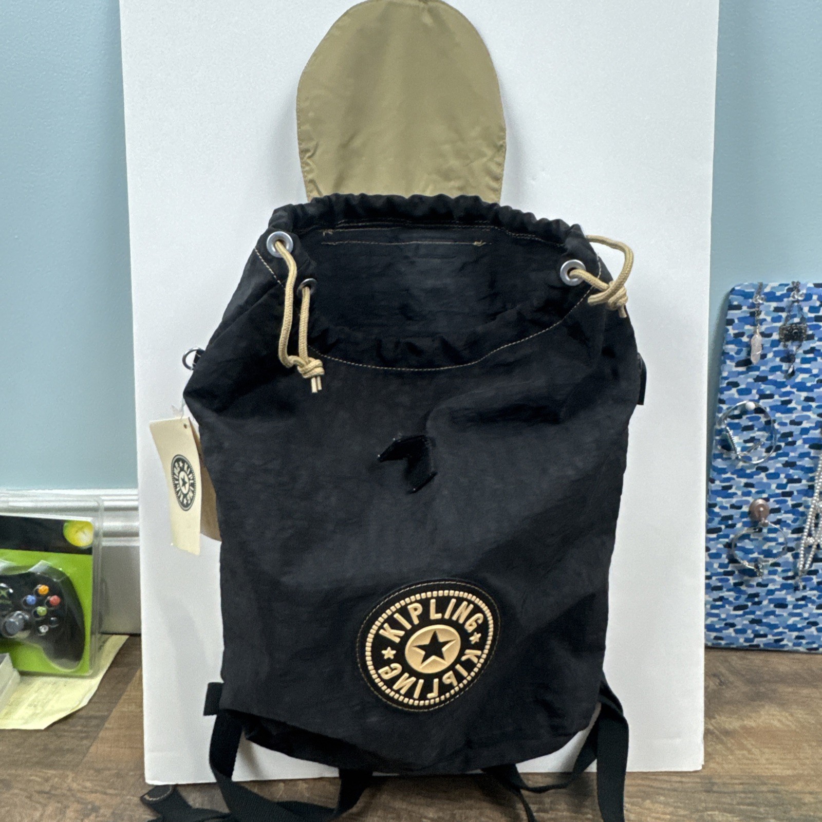 Kipling Backpack Draw String And Waist Strap Black . Logo