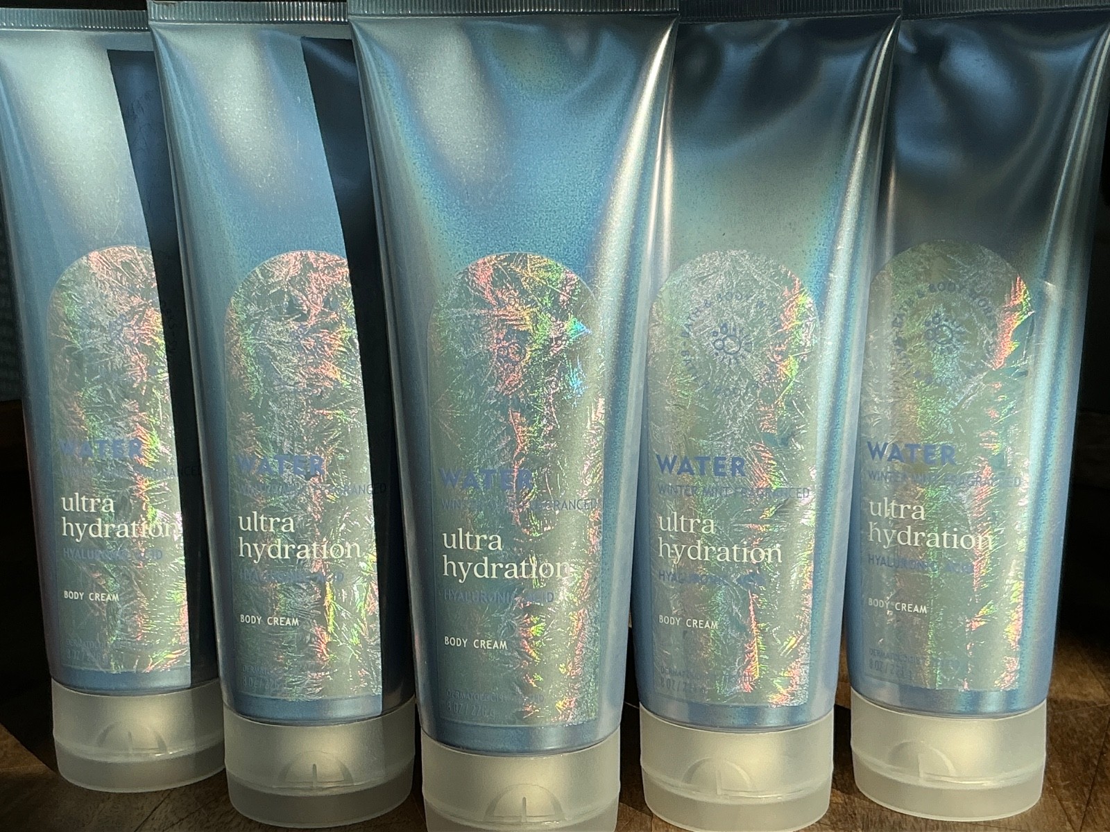 5 (FIVE) WATER WINTER MINT 8oz Hyaluronic Acid CREAM Bath and & Body Works