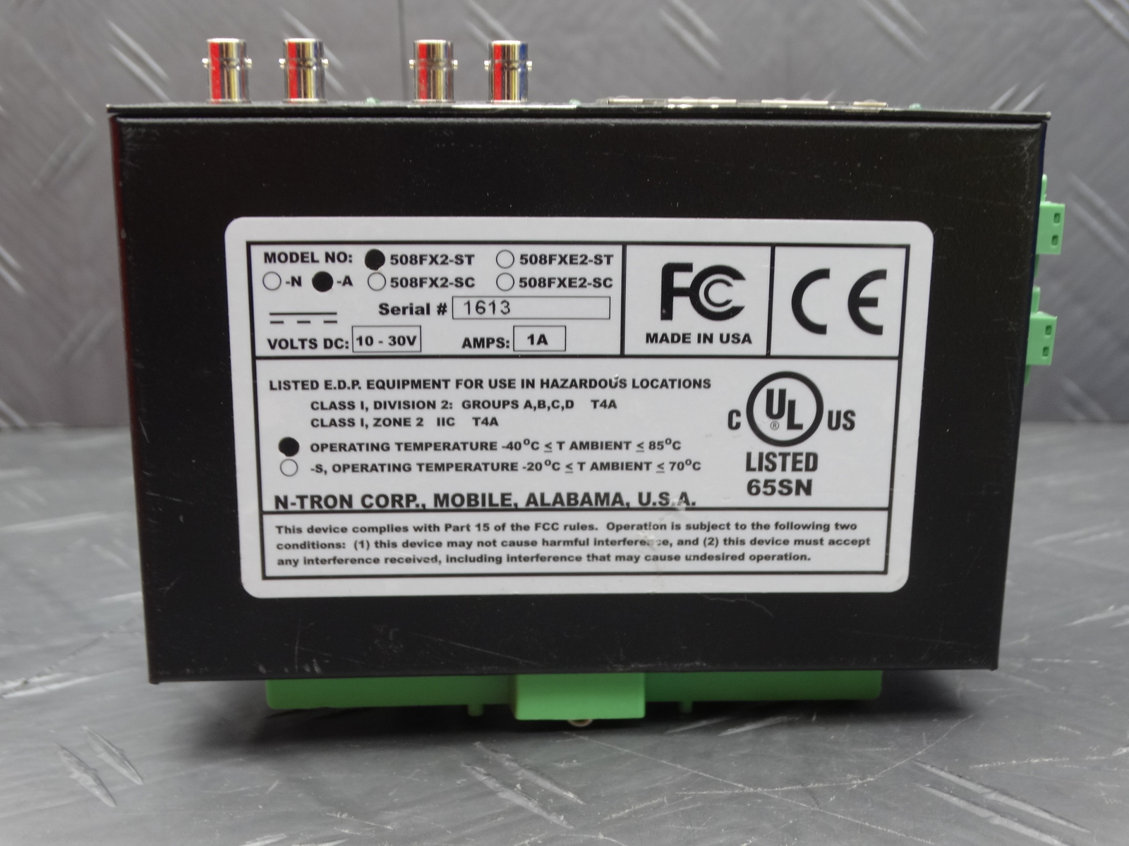 N-Tron 508FX2-A-ST 6-Port RJ45 / 2-Port FIBER UP 10-30V 508FX2