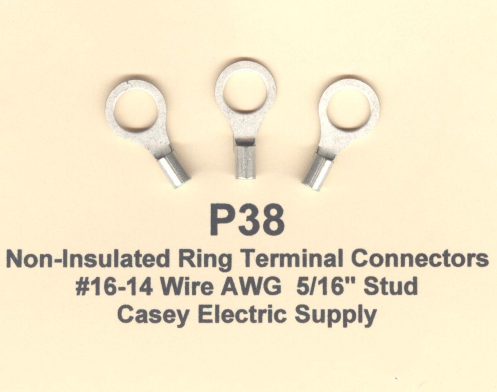 50 Non Insulated RING Terminal Connectors #16-14 Wire Gauge AWG 5/16" Stud USA