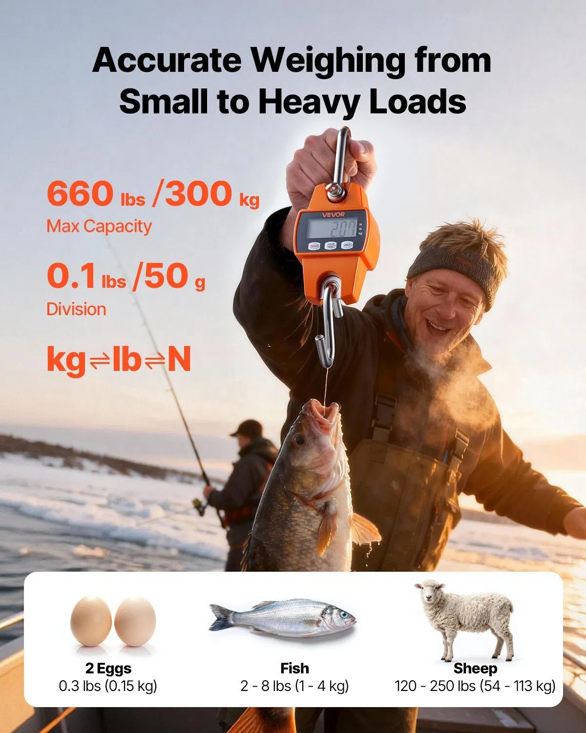 Digital Crane Scale, 660 lbs/300 kg Max Capacity, Handheld Hanging Scale with Ca