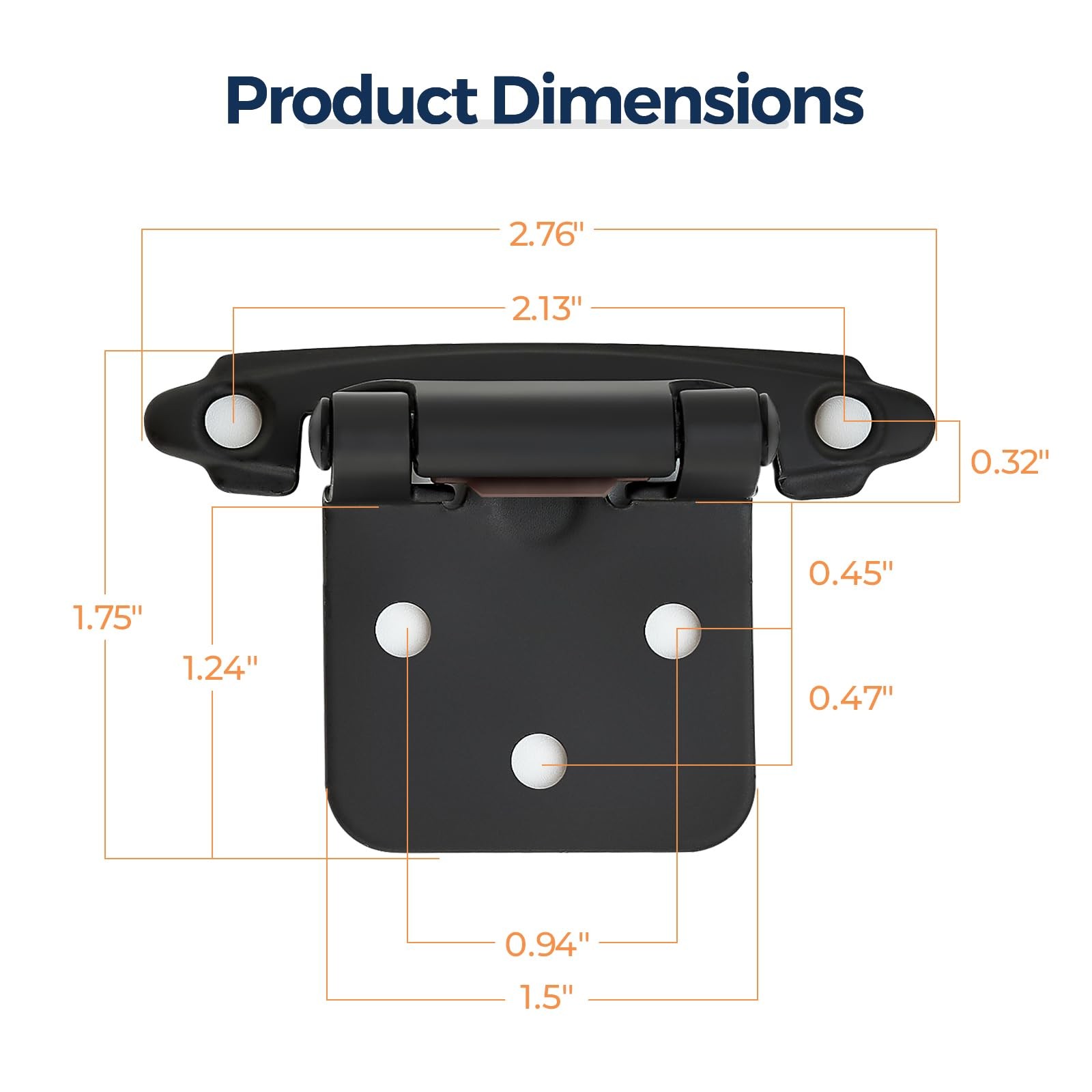 10 Pack 5 Pairs Matte Black Cabinet Hinges for Kitchen Doors, SelfClosing, 1/...