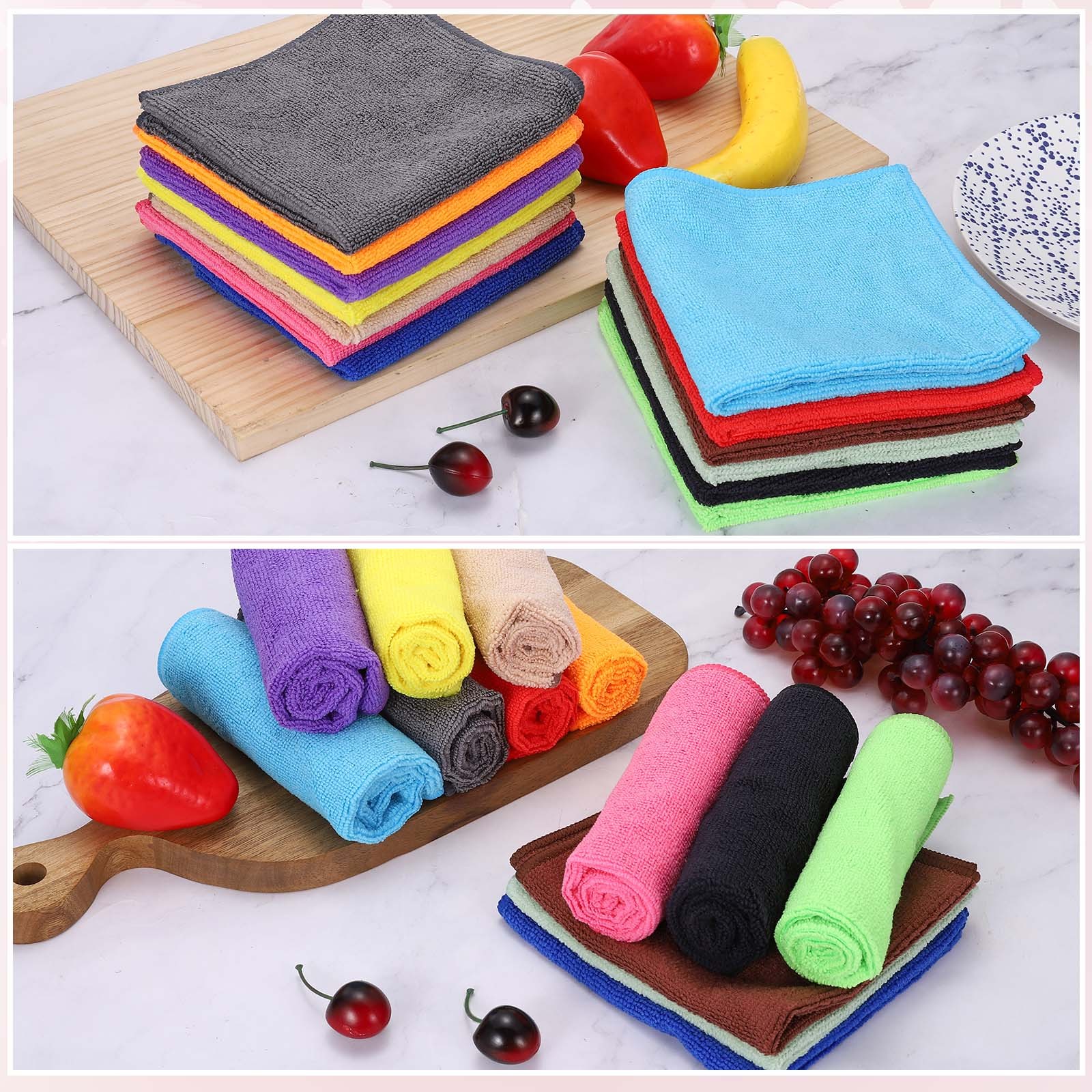 5 Pcs Microfiber Cleaning Cloth Black(Square) 11.8"X11.8"