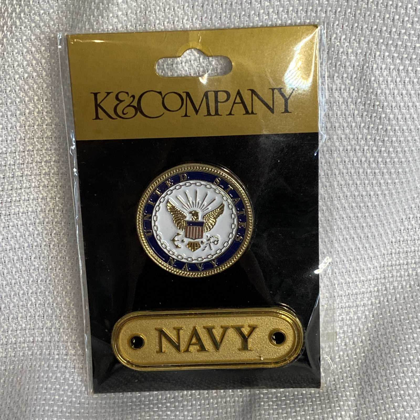 K & Company Navy Medallion Metal Embellishment