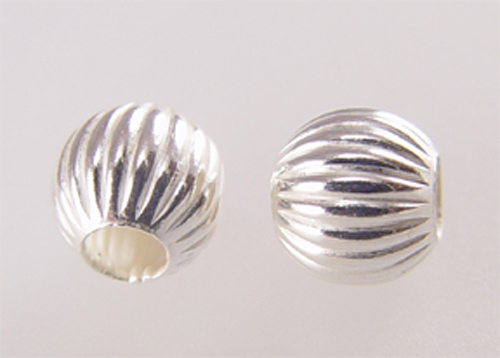 #731 sterling silver corrugated  round beads of 3mm-6mm