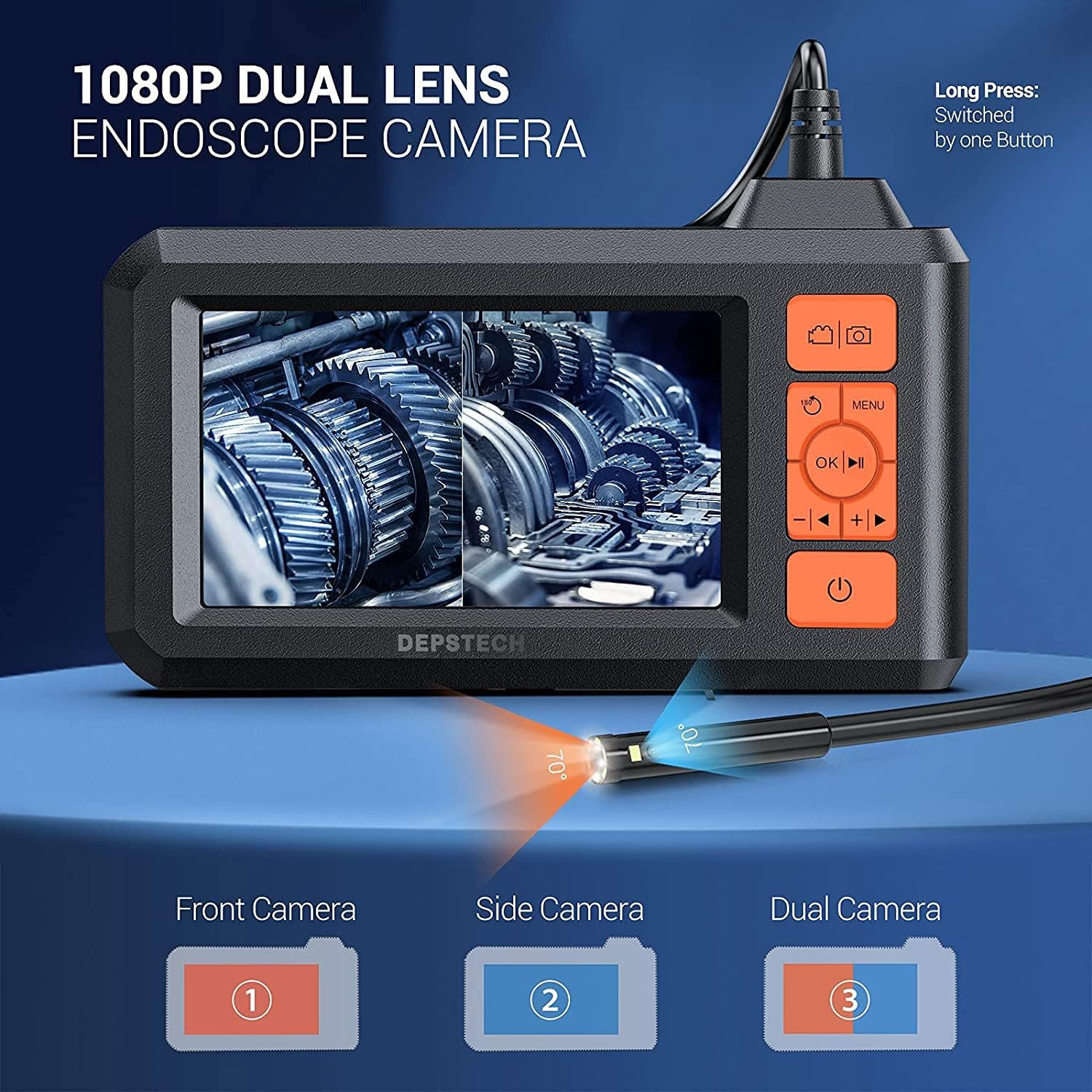 Waterproof Industrial Borescope Inspection Camera with LED Light