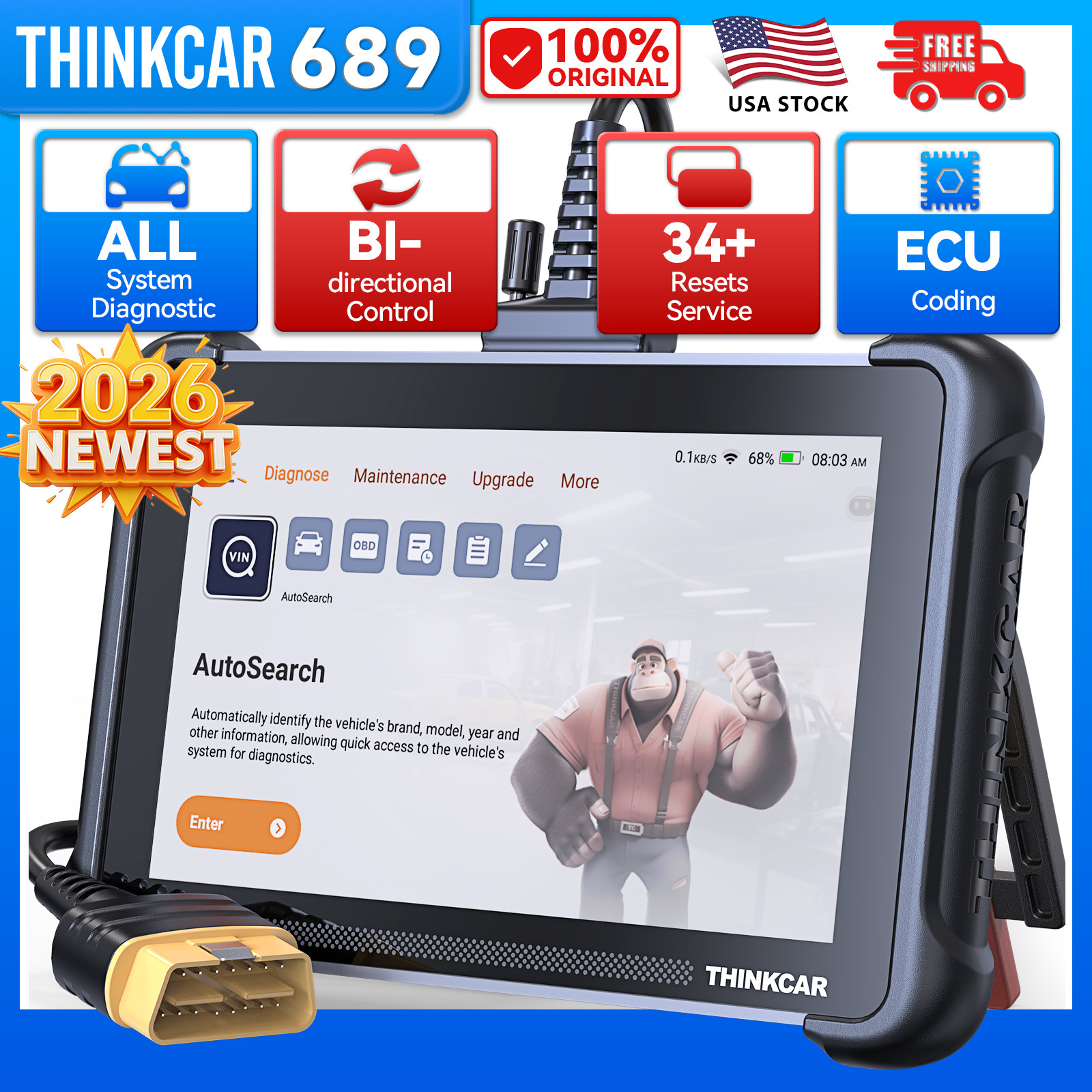 THINKSCAN 689 OBD2 Auto Diagnostic Scanner Full System Scan Tool IMMO ECU Resets