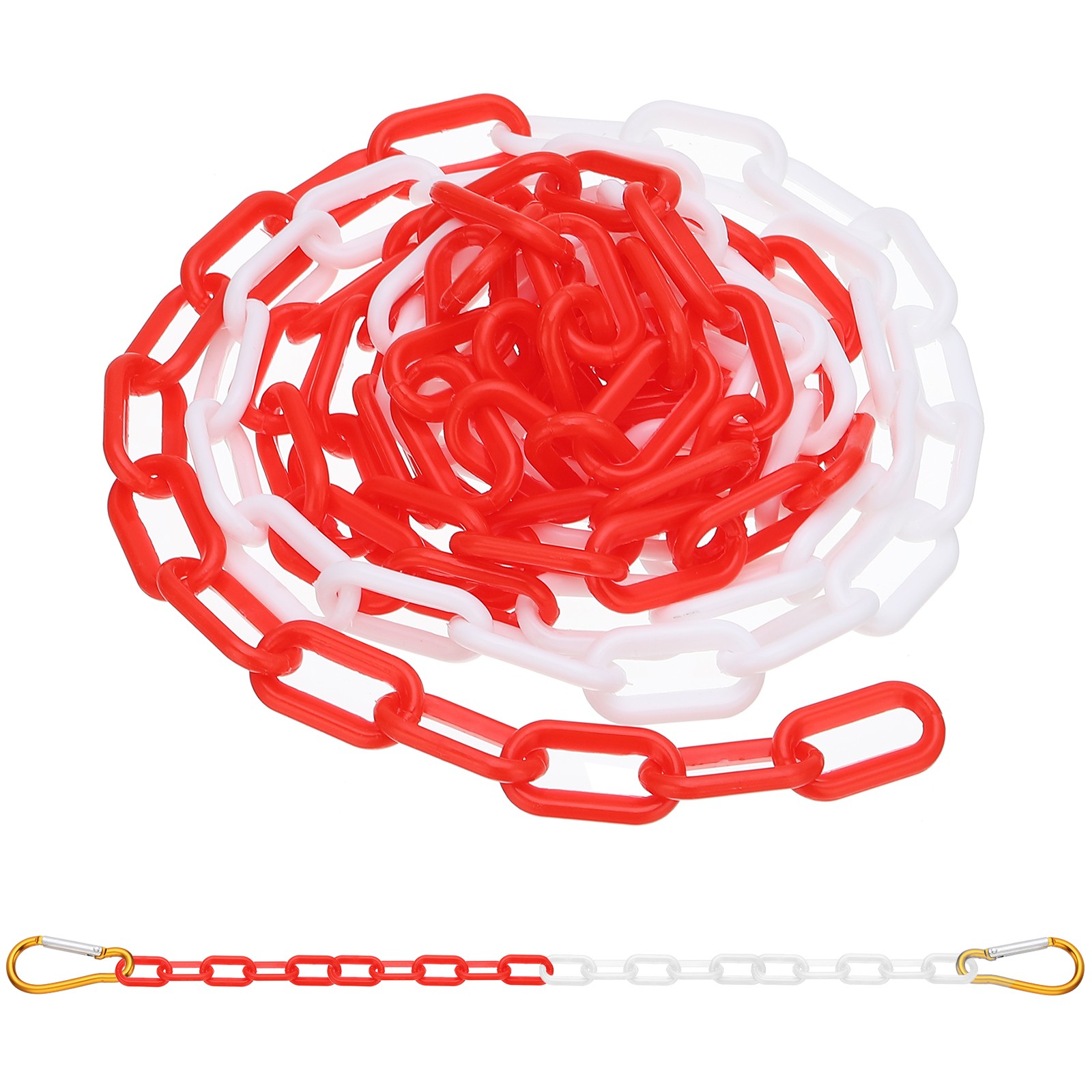 10Ft Plastic Safety Barrier Chain 2 Hooks, Red White