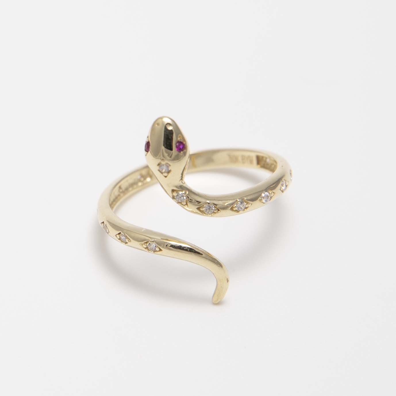 Shiny Snake Ring Solid Real 10K Yellow Gold