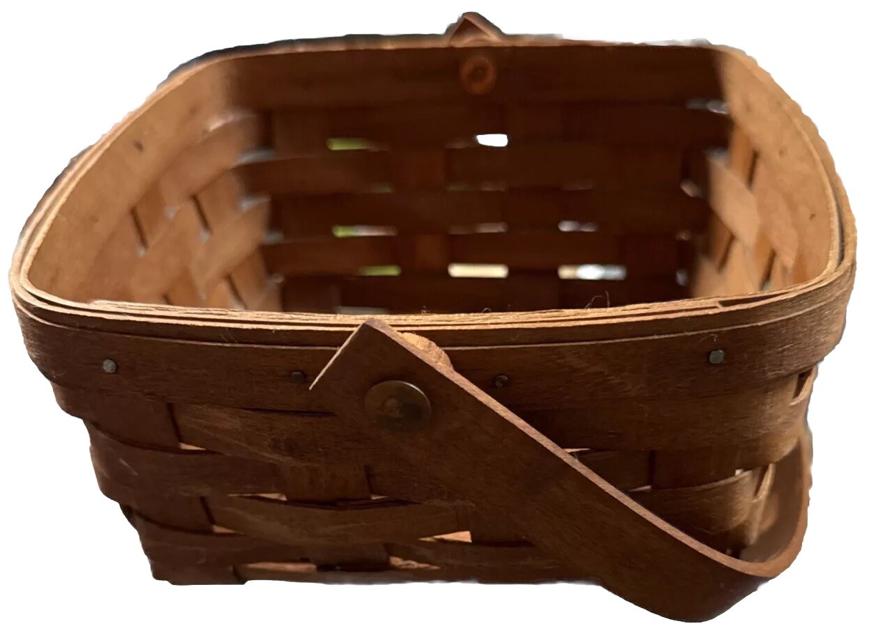 Vintage Longaberger 1989 Handwoven 7.25" Square Basket with Handle