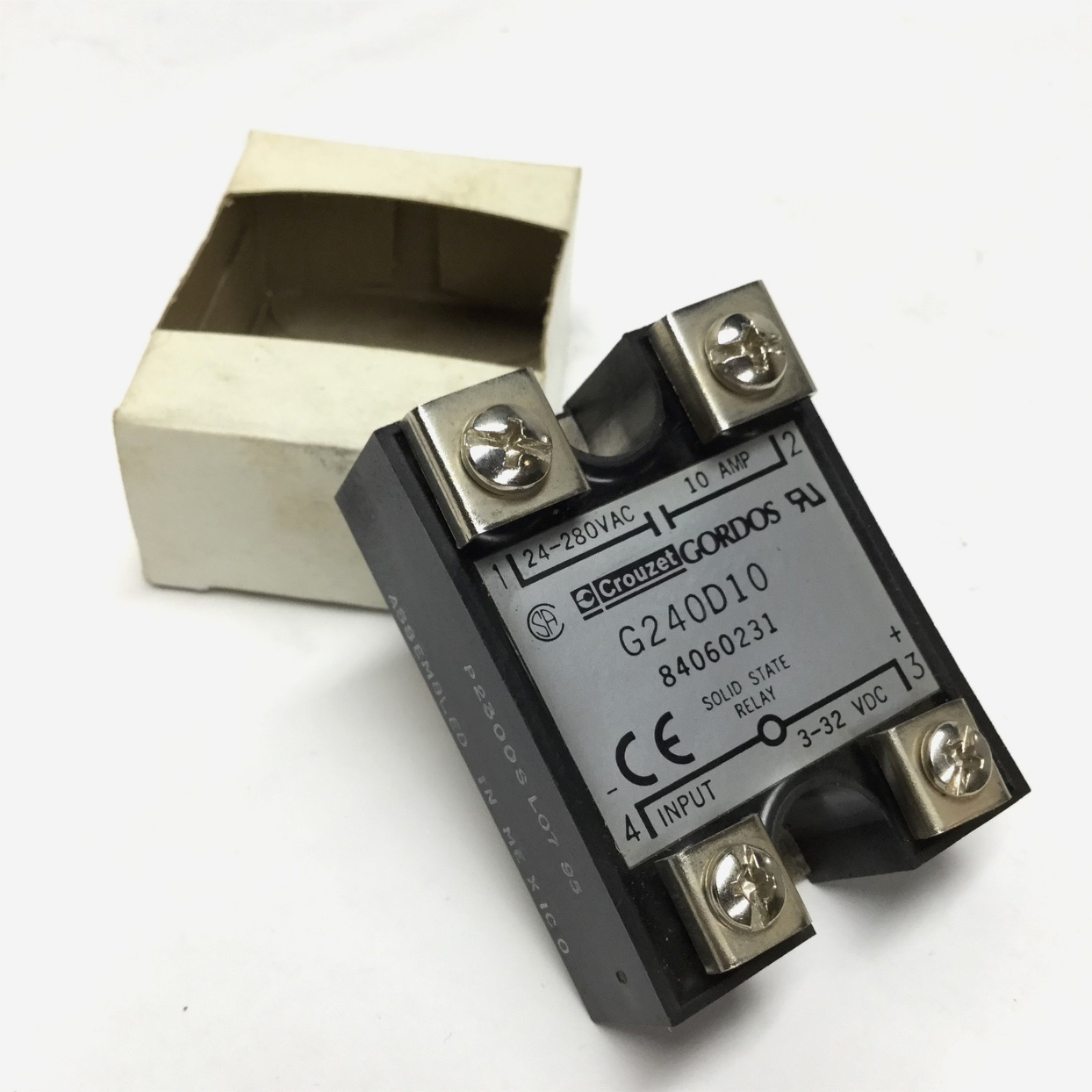 Crouzet Gordos G240D10 Solid State Relay 10A SSR 280VAC Rating, 3-32VDC Coil