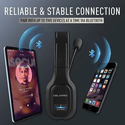 Noise Cancelling Bluetooth Headset Wireless Headphone for Trucker Truck Driver