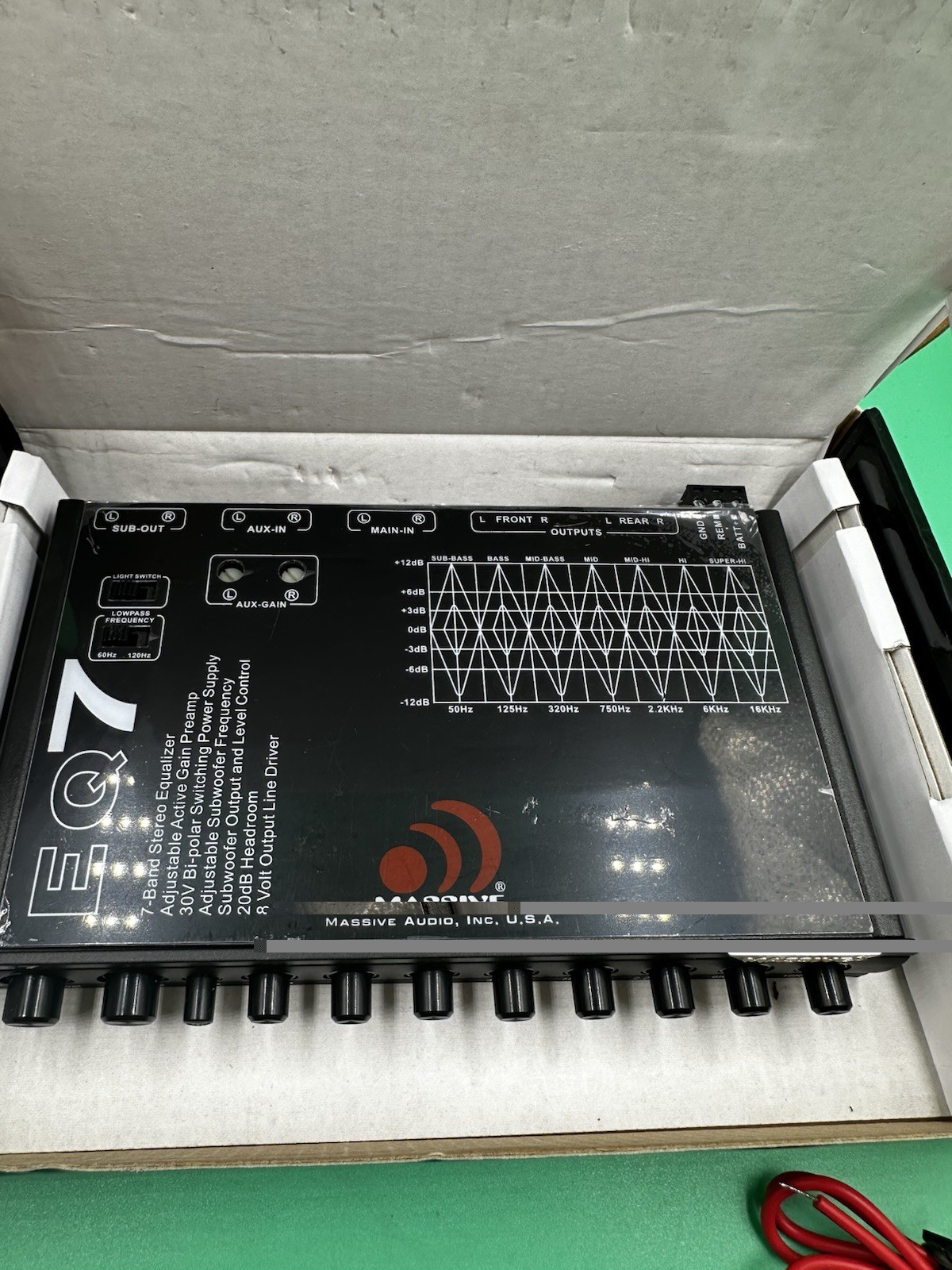 Open Box Massive Audio EQ7X In-dash 7-Band Graphic Car Equalizer 1/2 Din EQ 8V