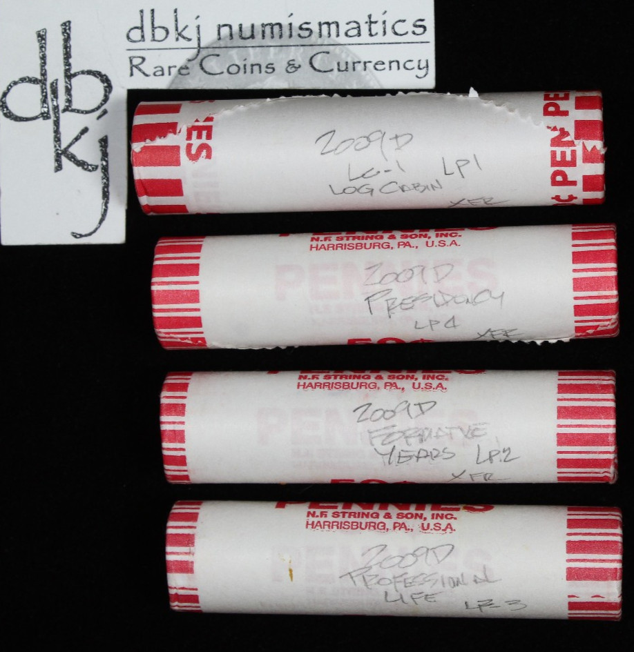 2009 D - Lincoln Cent 1 ¢ - LP1 thru LP4 - Uncirculated - 4 OBW Roll Set