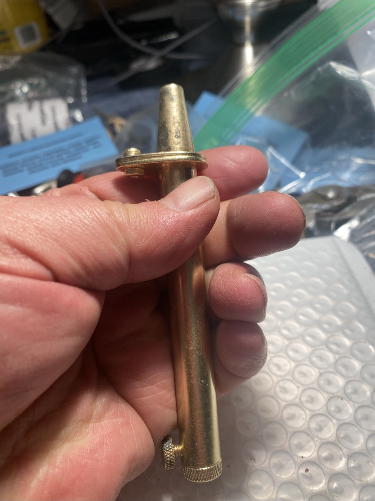 Brass Powder Horn, Measure and Capper.