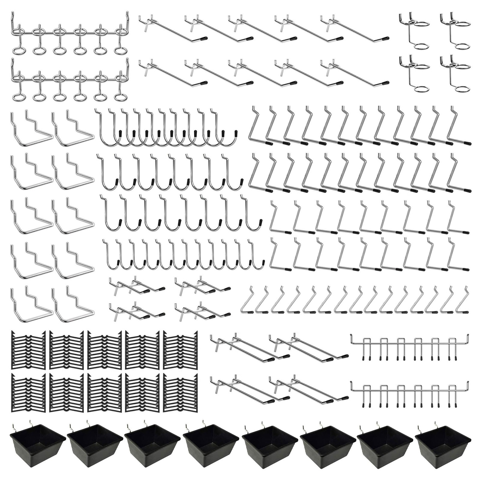 258 PCS Pegboard Hooks Accessories Organizer Kit Bins Locks Fits 1/8 1/4 Inch
