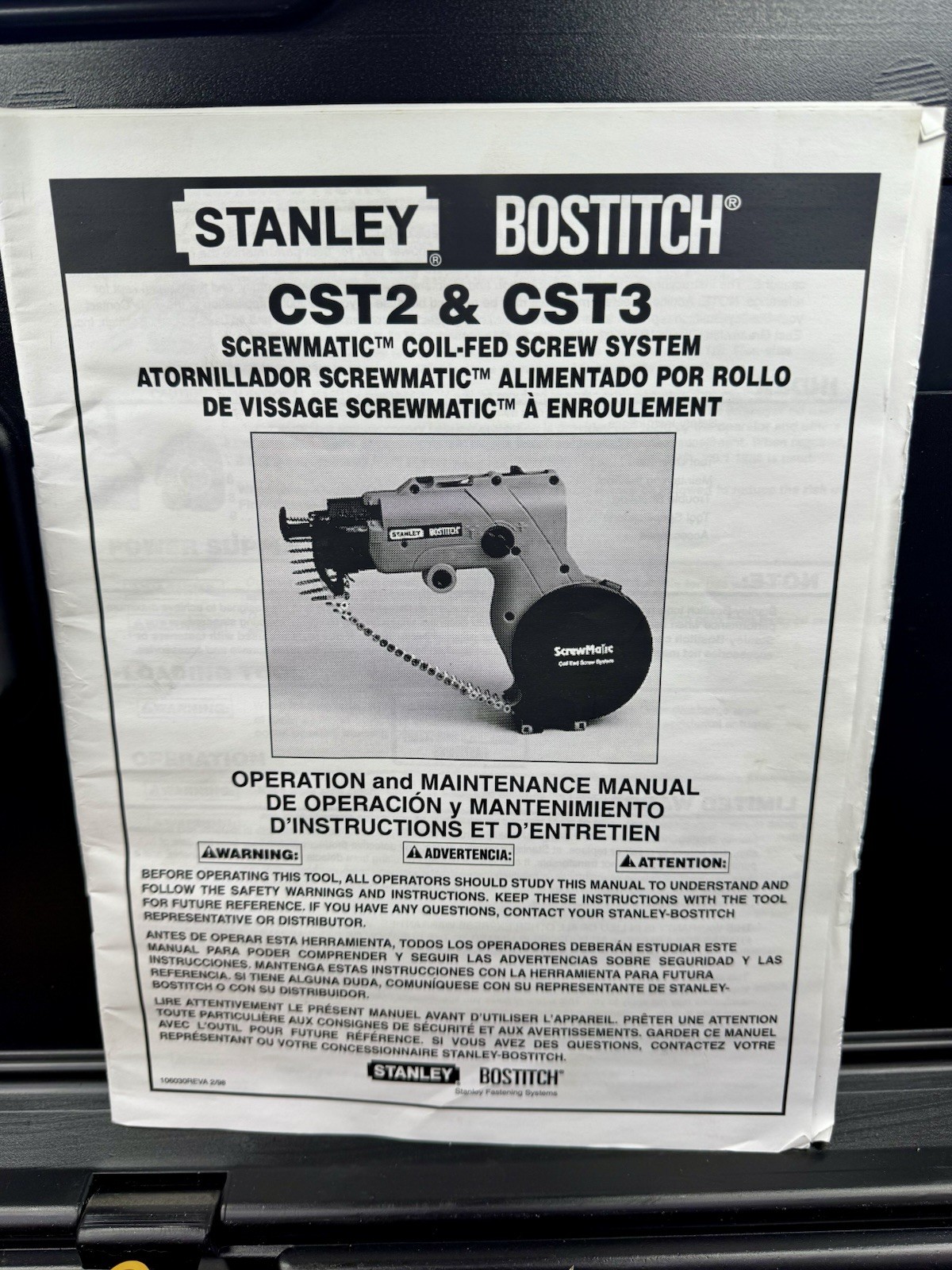 Stanley Bostitch CST2 CST3 ScrewMatic Coil Screw System Kit w Case