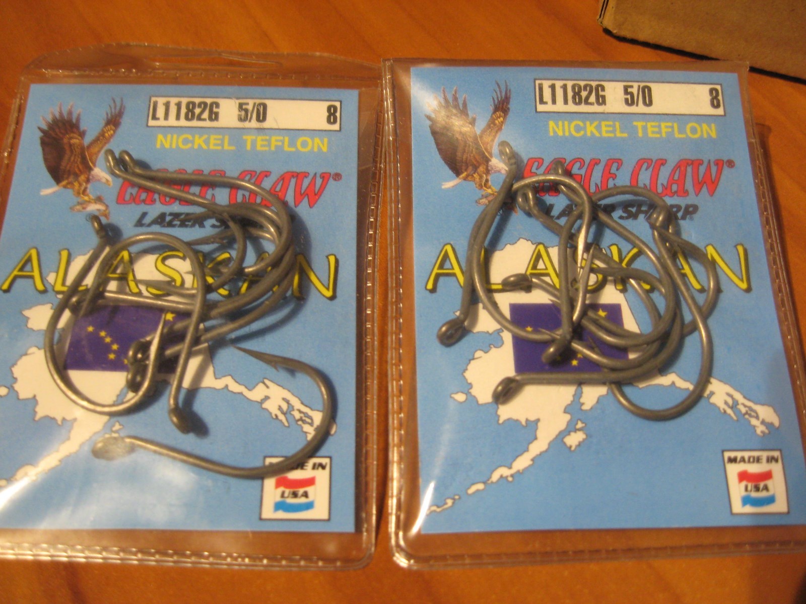 2 Packs Sz 5/0 Eagle Claw Nickel Teflon Alaskan Salmon Halibut Fish Hooks L1182