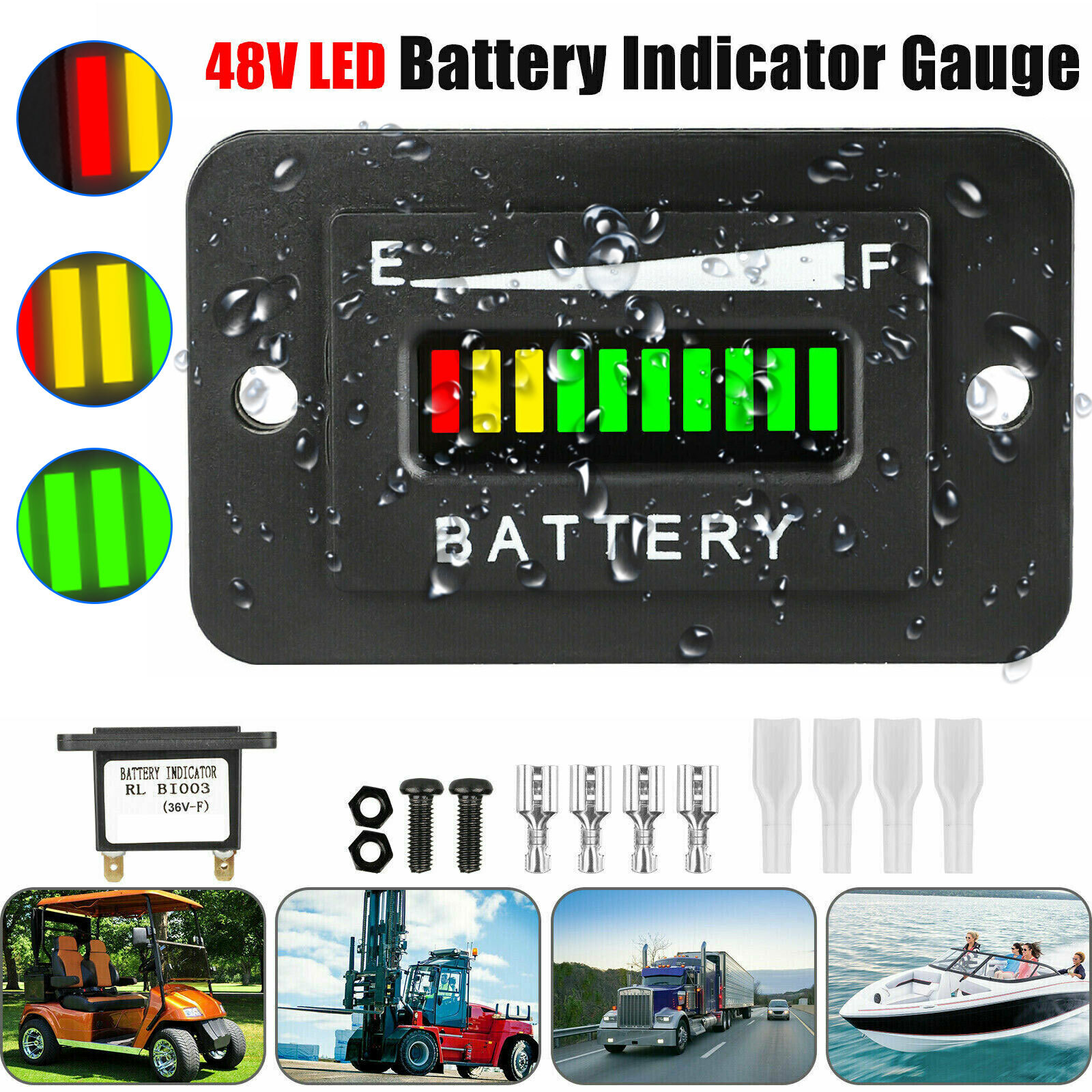 48V LED Battery Indicator Meter Gauge for Ezgo Club Car Yamaha Golf Cart Motor