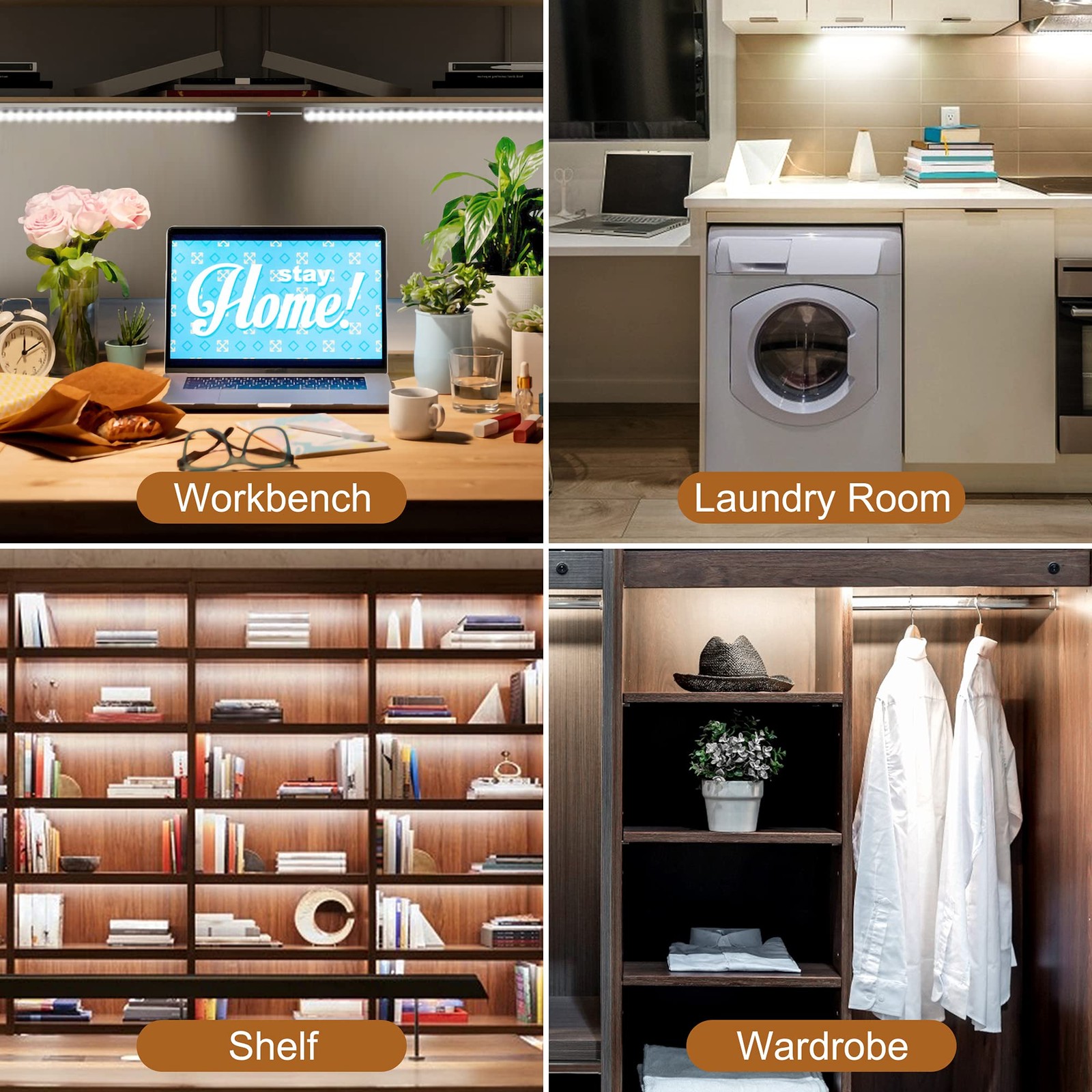 Under Cabinet Lights Plug-in Cold White 6000K, Dimmable LED Under Cabinet Lig...